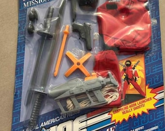 G I Joe 1983 Red Ninja Mission Gear Uniform With Grapplen Hook