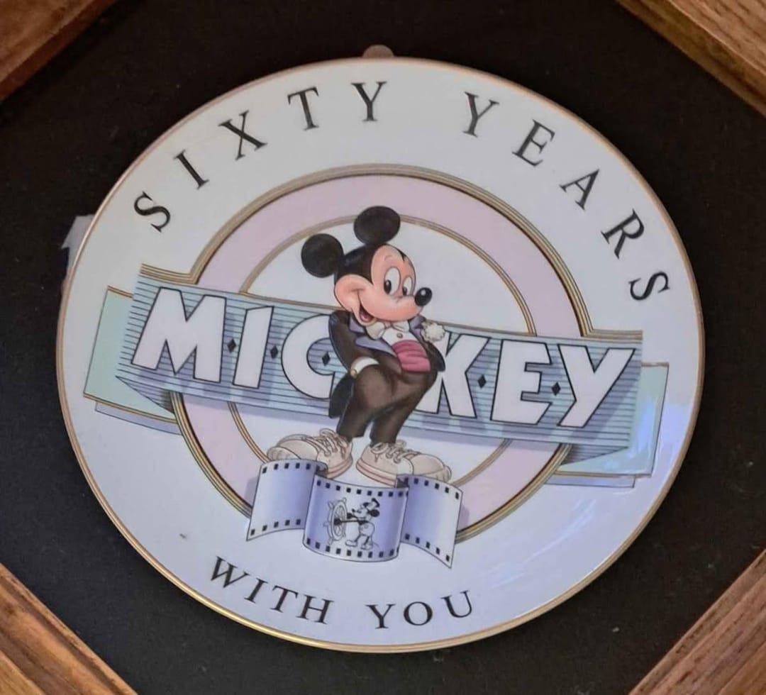 Vintage Mickey Mouse Sixty Years Wall Plate Disney Collection