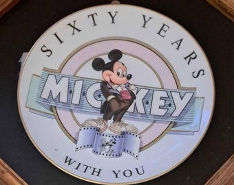 Vintage Mickey Mouse Sixty Years Wall Plate Disney Collection
