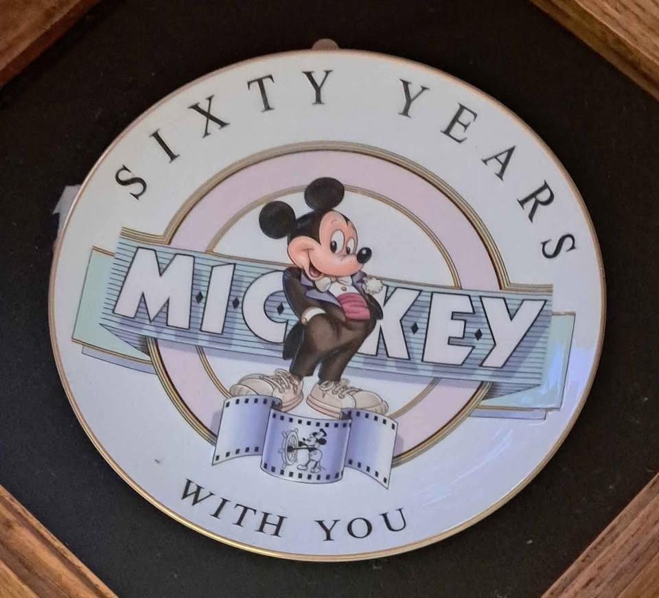 Vintage Mickey Mouse Sixty Years Wall Plate Disney Collection