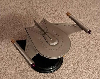 Franklin Mint Star Trek Pewter Romulan Bird of Prey 1990 Edition with Display Stand