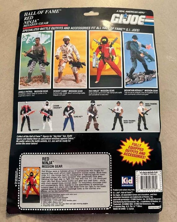 G I Joe 1983 Red Ninja Mission Gear Uniform With Grapplen Hook