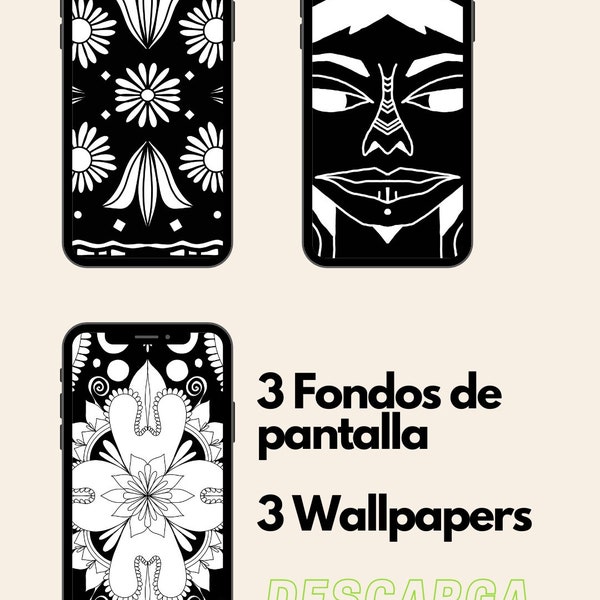 Wallpapers / Conjunto de 3 Fondos de pantalla para móvil, ordenador o tablet / Archivo digital / Descarga directa // Scrapbook