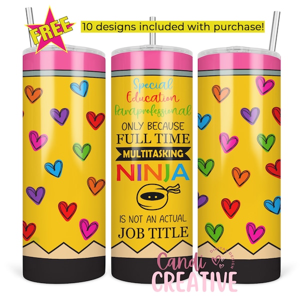 SPED Teacher Tumbler Wrap PNG, Special Education 20oz Tumbler Wrap PNG, Pencil Tumbler Sublimation Design, 20oz Skinny Straight Tumbler Png
