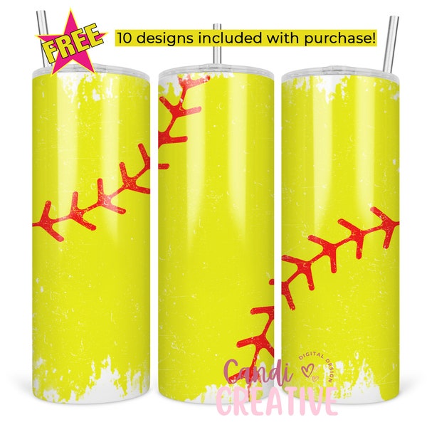 Softball 20oz Tumbler Wrap PNG Sublimation Design, 20oz Skinny Straight Tumbler Wrap PNG, Softball Grunge Tumbler PNG, Add Name Tumbler Wrap