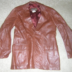 CALIFORNIAN (Mexico Made) Vintage Men&#39;s Lined Reddish Brown Leather Jacket Size 38