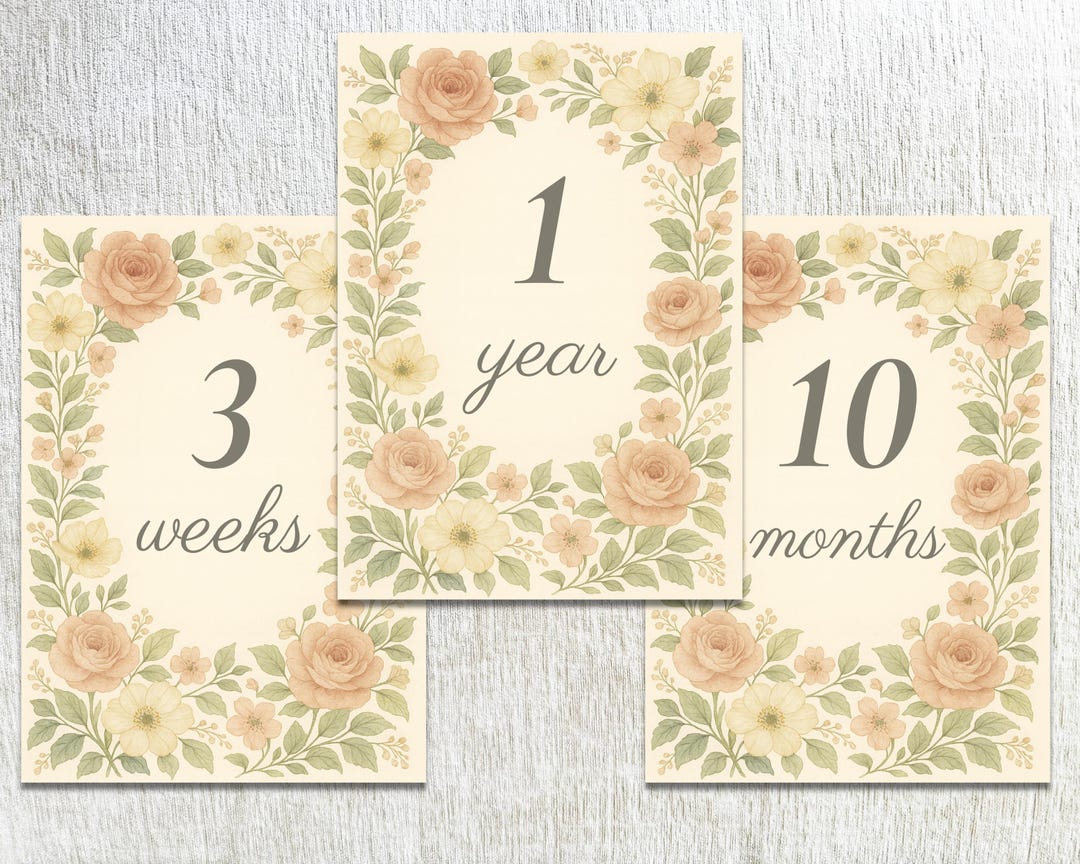 Vintage Floral Baby Milestone Cards - Etsy
