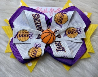 Over the Top Basketball Themed Hair Bow Lakers