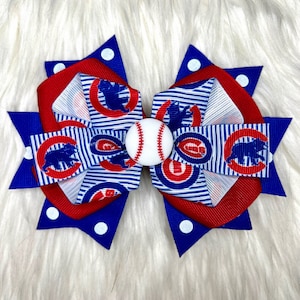 Överdriven basebolltema hårrosett Cubs Pinstripe