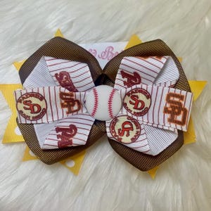Over the Top Baseball Themed Hair Bow Padres Throwback Vintage **NEW**
