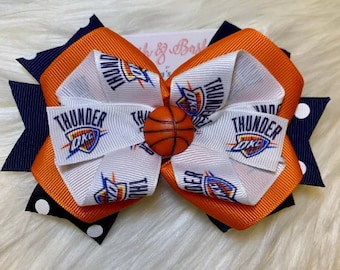 Over the Top Basketball Themed Hair Bow Thunder