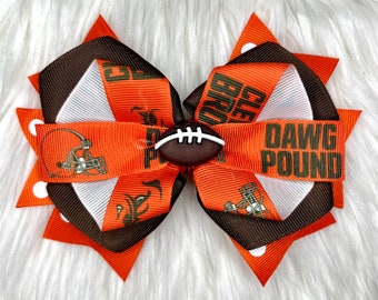 Laço de cabelo com tema de futebol exagerado Browns Dog Pound