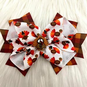 Over The Top Thanksgiving Turkey Trot Themed Hair Bow