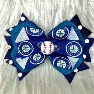Over the Top Baseball Themed Hair Bow Mariners