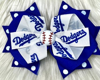 Over the Top Baseball Themed Hair Bow Dodgers