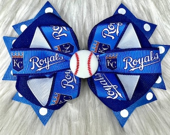 Over the Top Royals con lazo para el cabello con temática de béisbol