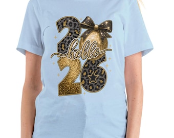 Hello 2026 PNG | Leopard Gold, New Year Design (Instant Download)