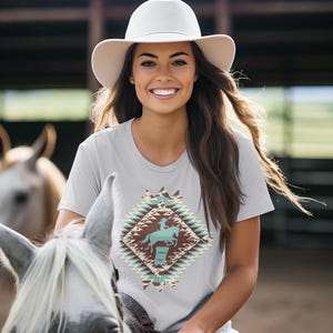 Western Barrel Racer Aztec Cowgirl Sublimation Design PNG - Rodeo Tribal Horse Rider Clipart