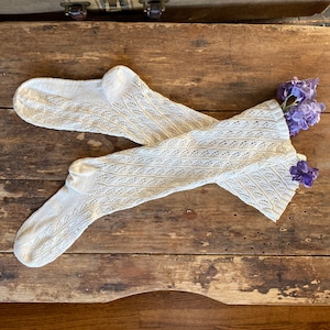 Victorian Girls Cotton Knit Lace Socks