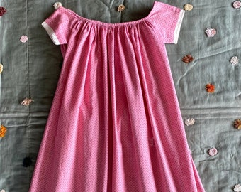 1872 Double Pink Calico Baby Gown