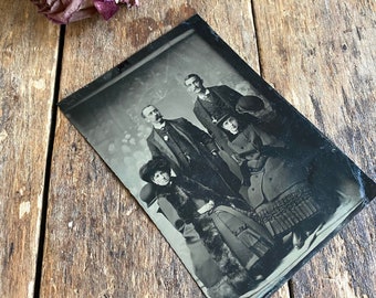 Quarter Plate Tintype Two Victorian Couples