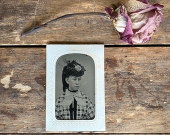 Tin Type Portrait of a Young Lady in a Fancy Hat