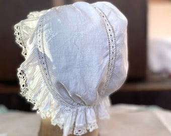 1840s Girls Linen Cap