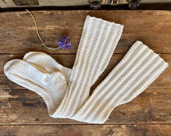 Victorian 19th Century Hand Knit Socks With Shaped calf