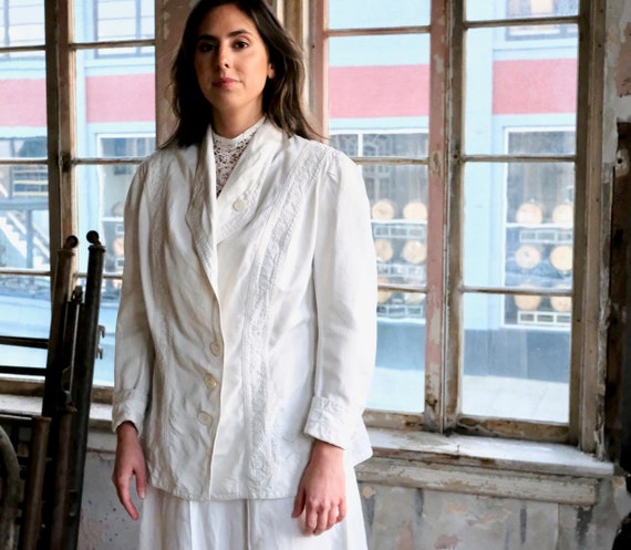 Edwardian White Linen Jacket