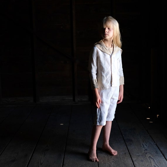 Edwardian Boys Linen Nautical Summer Suit