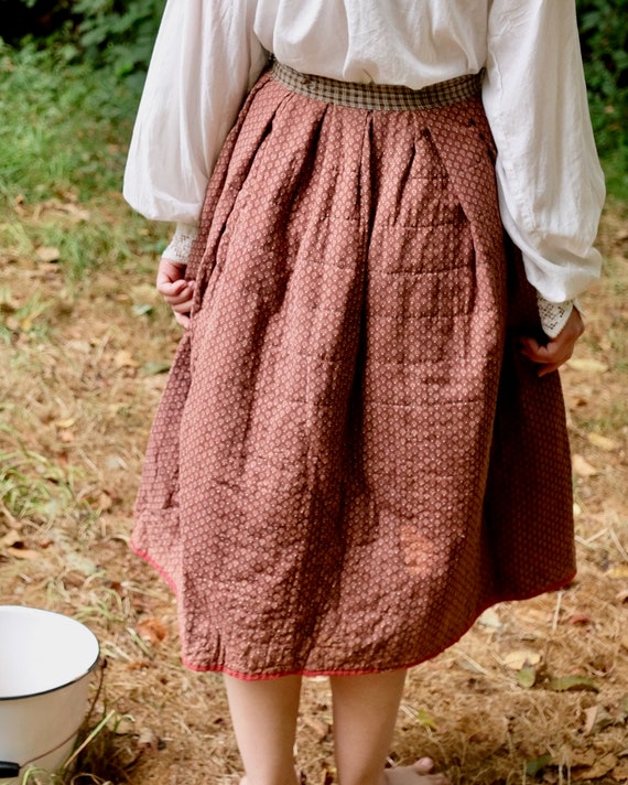 Antique Primitive Quilted Calico Short Petticoat - image 5