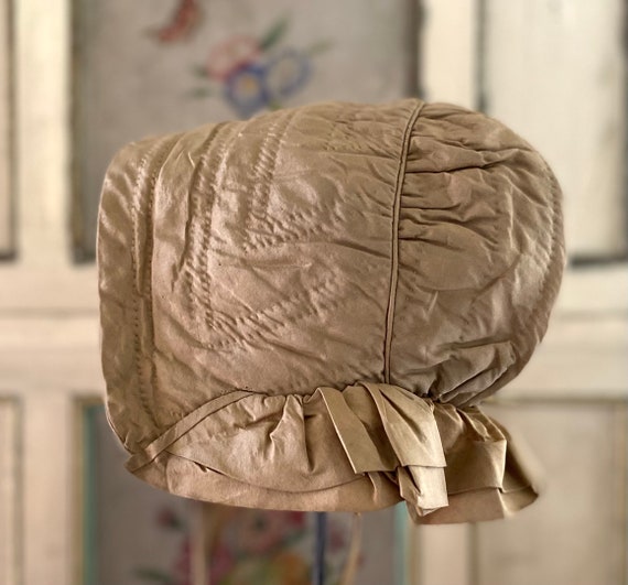 Antique Child's Quilted Bonnet - image 1