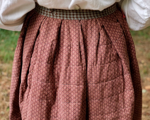 Antique Primitive Quilted Calico Short Petticoat - image 7