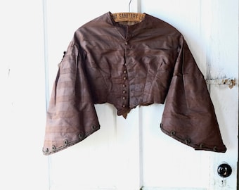 1850s Pagoda Sleeve Brown Silk Bodice XS