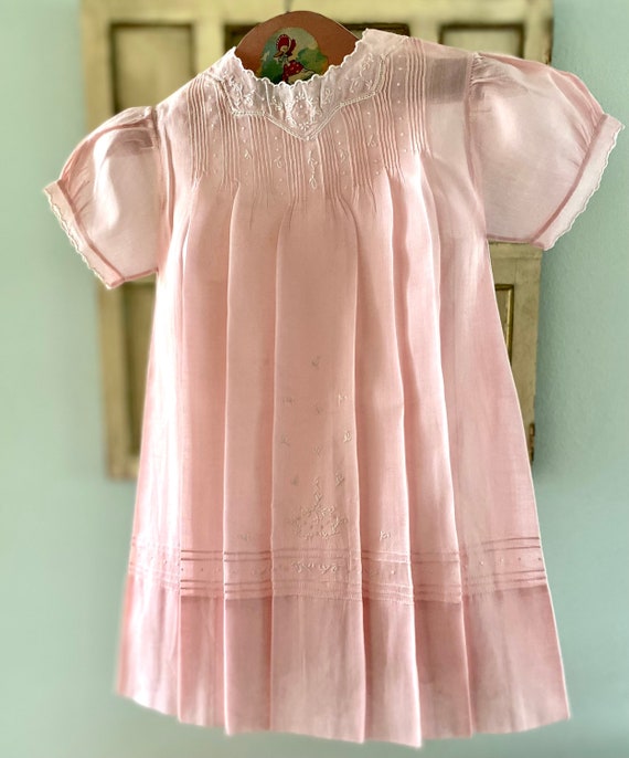 Vintage Handmade Pink Little Girls Dress 2T - image 1