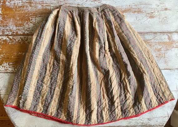 Antique Primitive Quilted Calico Short Petticoat - image 9