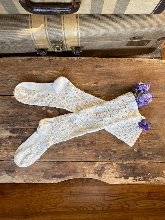 Victorian Girls Cotton Knit Lace Socks