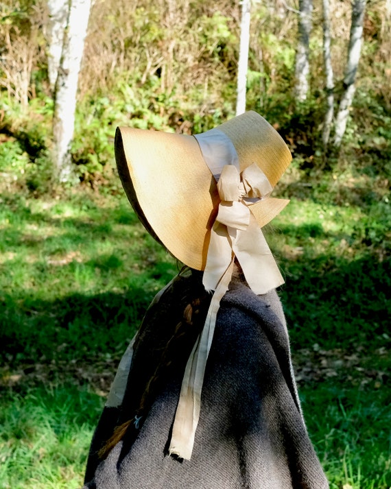 Romantic Era Straw Leghorn Bonnet With 
