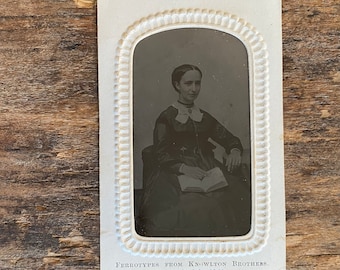 Early Tintype Photo Lady Wearing Choker Necklace