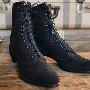 Edwardian Marshall Field & Co Black Suede Boots