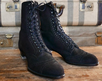 Edwardian Marshall Field & Co Black Suede Boots