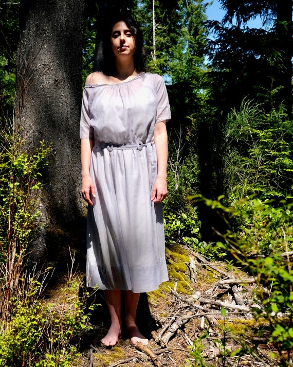 Vintage 1930s Light Blue Summer Dress M - image 4