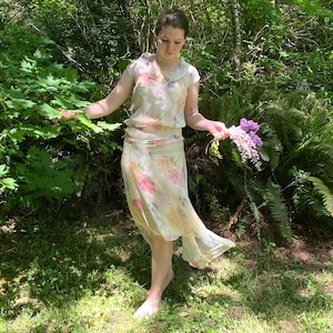 1930s Sheer Floral Dress XS