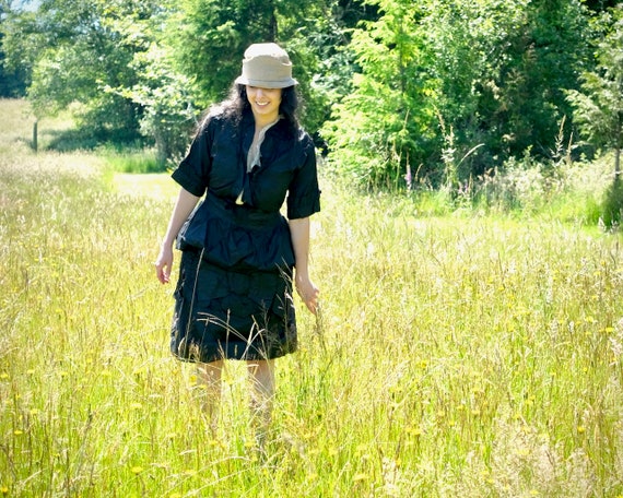 1920s Black Silk Taffeta Dress Size Small - image 7