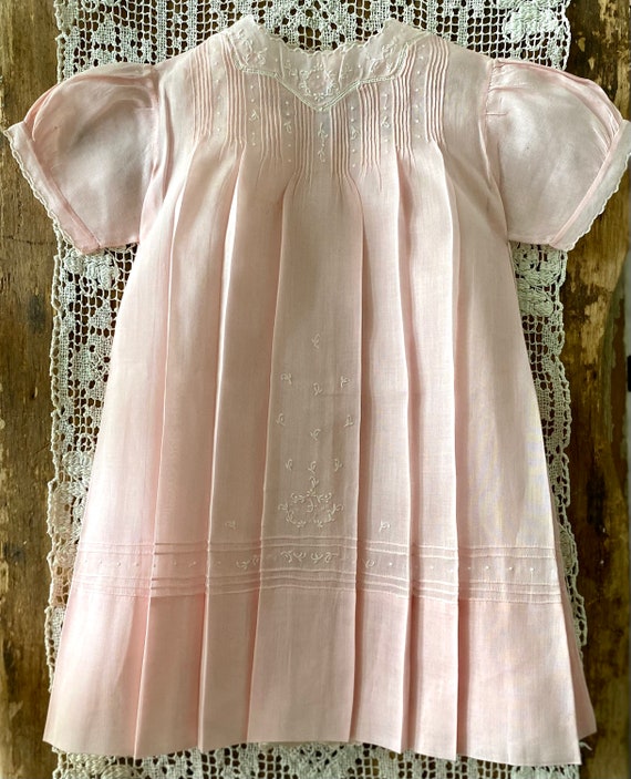 Vintage Handmade Pink Little Girls Dress 2T - image 5