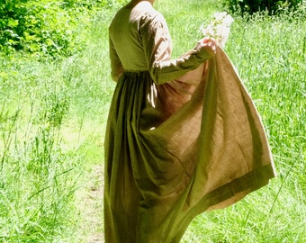 Antique 1840 Brown Check Dress Size Small