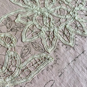 1900s Unfinished Battenberg Lace Handkerchief Project