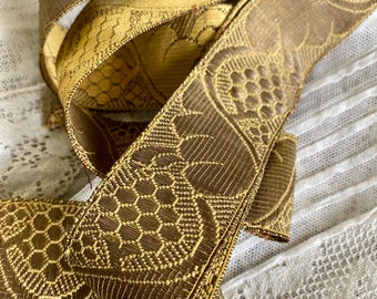 Antique Metallic Gold Jacquard Ribbon Trim