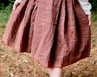 19th Hand Quilted Petticoat Skirt Red