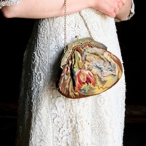 Antique Embroidered Silk Stitch Purse with Jeweled Clasp